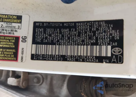 2014 Toyota Corolla L/Le/Le Pls/Prm/S/S Pls from USA, damaged, VIN 2T1BURHE6EC177313